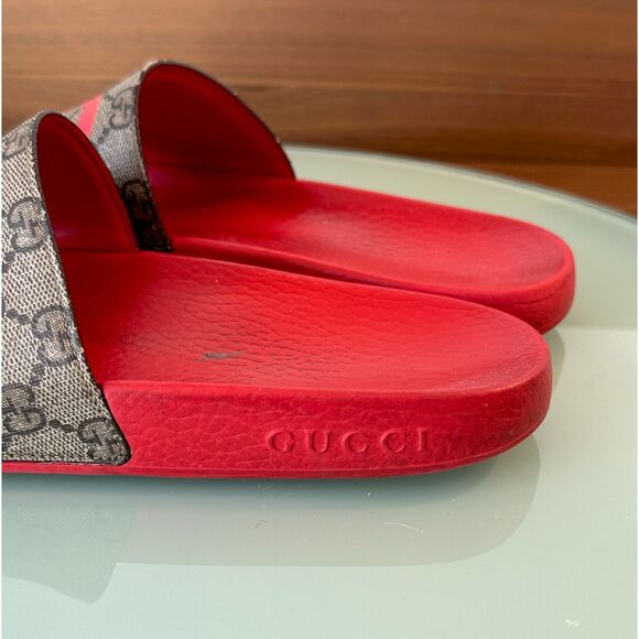 Gucci GG Supreme “LOVE” Slide Sandals – Red – Size EU 37 – Authentic - Picture 3 of 6